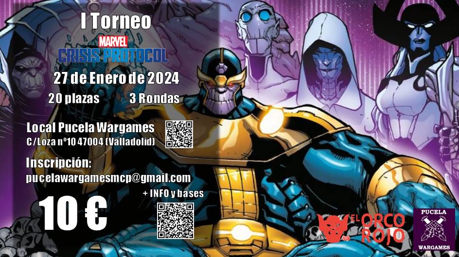 Cartel del I Torneo de Marvel Crisis Protocol en Pucela Wargames
